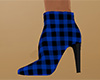 Blue Plaid Ankle Boots F