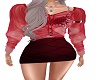 2pcs organza/leather red