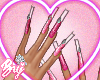 pink glitter nails <3